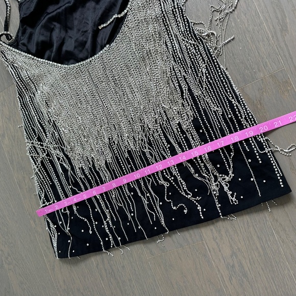 RETROFETE Juliette Embellished Crystal Fringe Black Silver Mini Dress - SMALL - Picture 13 of 14